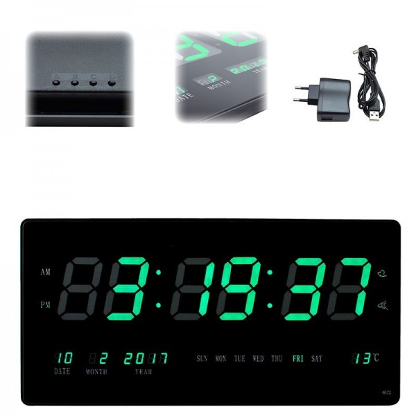 Ceas de perete cu afisaj verde